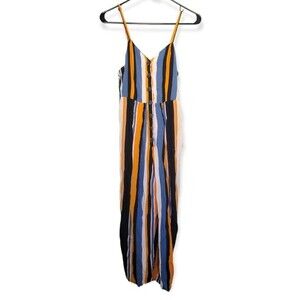 Japna Blue & Yellow Stripe Jumpsuit Size Small